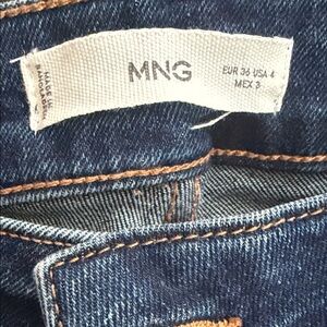 Mango Women's Dark Blue Denim Jeans, cropped, raw hem